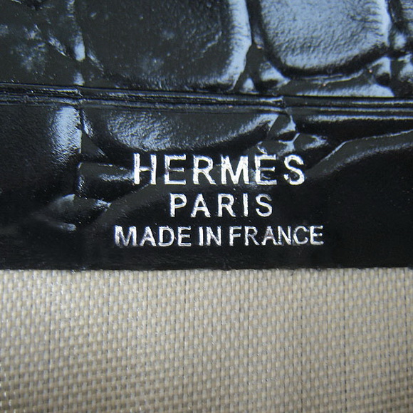 Cheap Replica Hermes Black Crocodile Veins Wallet H006